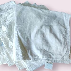 8pc SHABBY CHIC Vintage  Cotton Napkins 18x18 White Lace Trim